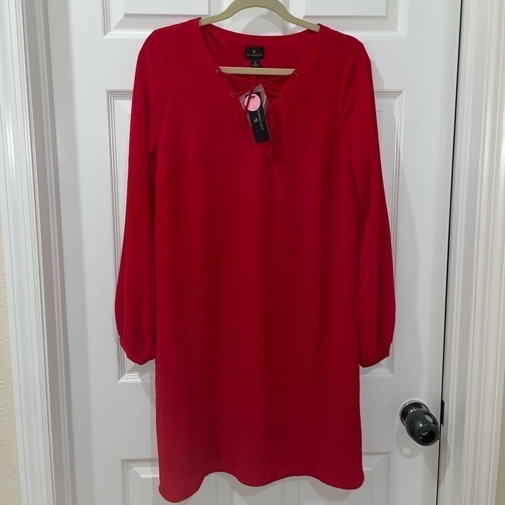 💰 3 For $25 💰WORTHINGTON Red LS Slip dress NWT Medium​​​​​